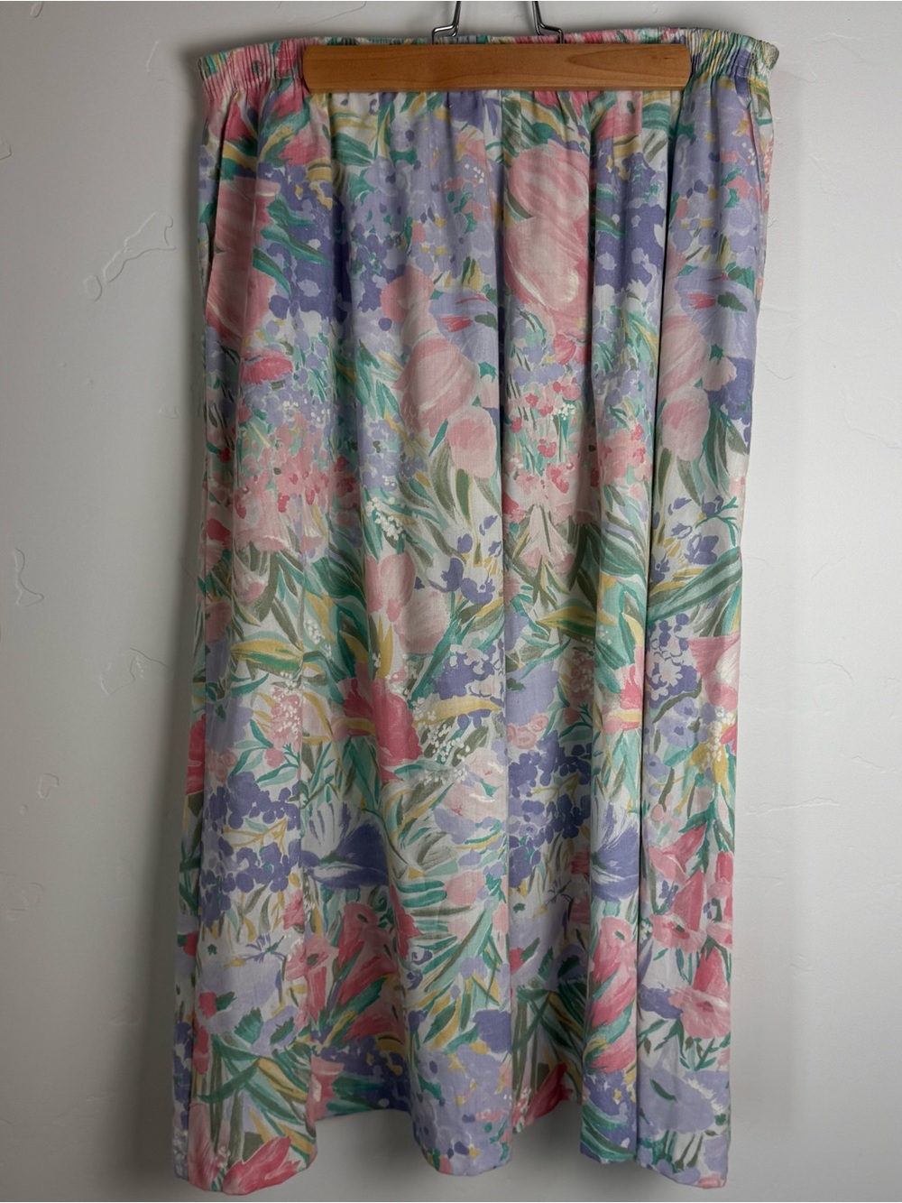 Alfred Dunner Vintage 90s Pastel Floral Watercolor Midi Skirt Cottagecore Sz 16